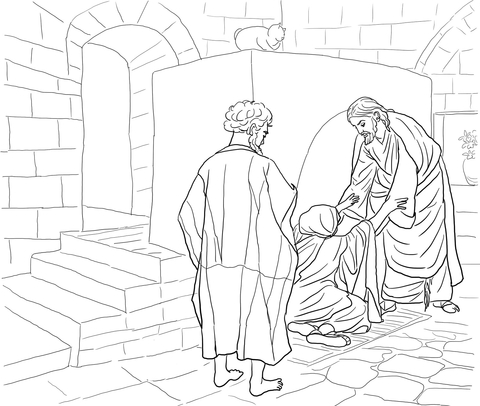 Jesus Healing Peter'S Mother In Law Coloring Page